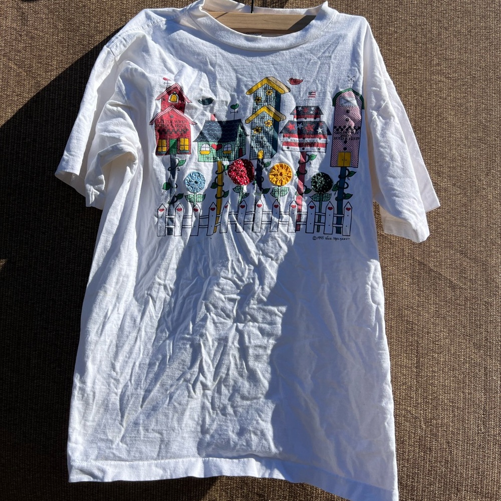 Vintage Bird Houses 1995 Vicki Melhart Single Stitch T Shirt Size L USA Made